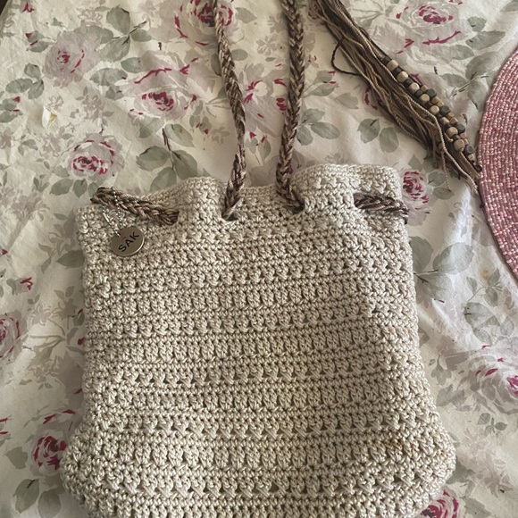 The Sak Handbags - The Sak Cream Crochet Tote with Textured Design